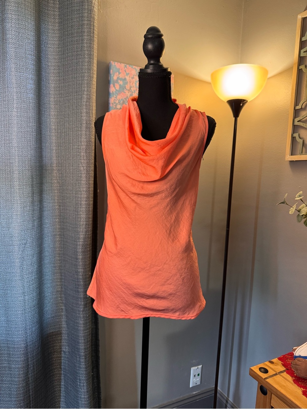 Armani Exchange Coral Cowl Neck Sleeveless Top